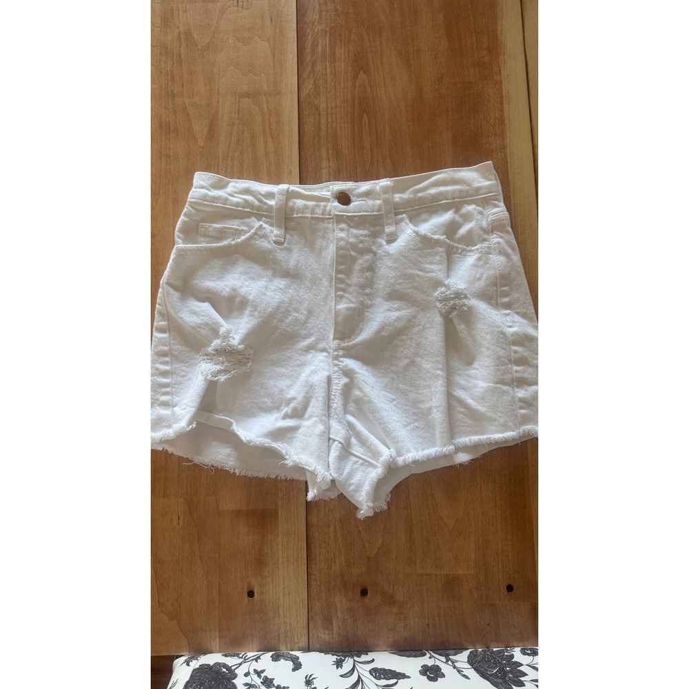 Universal Thread White Highest Rise Shortie Denim Shorts Distressed Size 6R